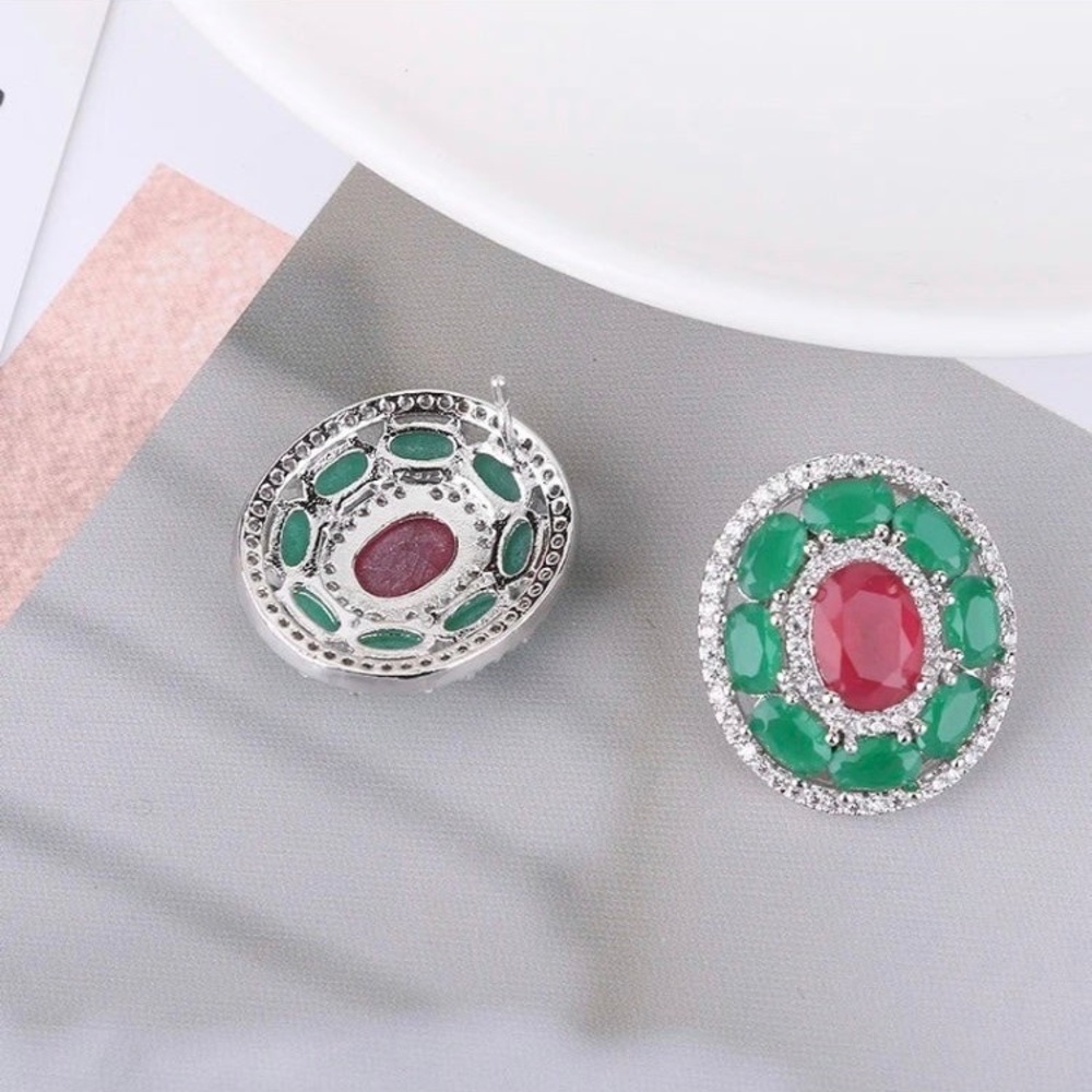 - Gorgeous Emerald And Ruby Studs With Swarovski … - image 8